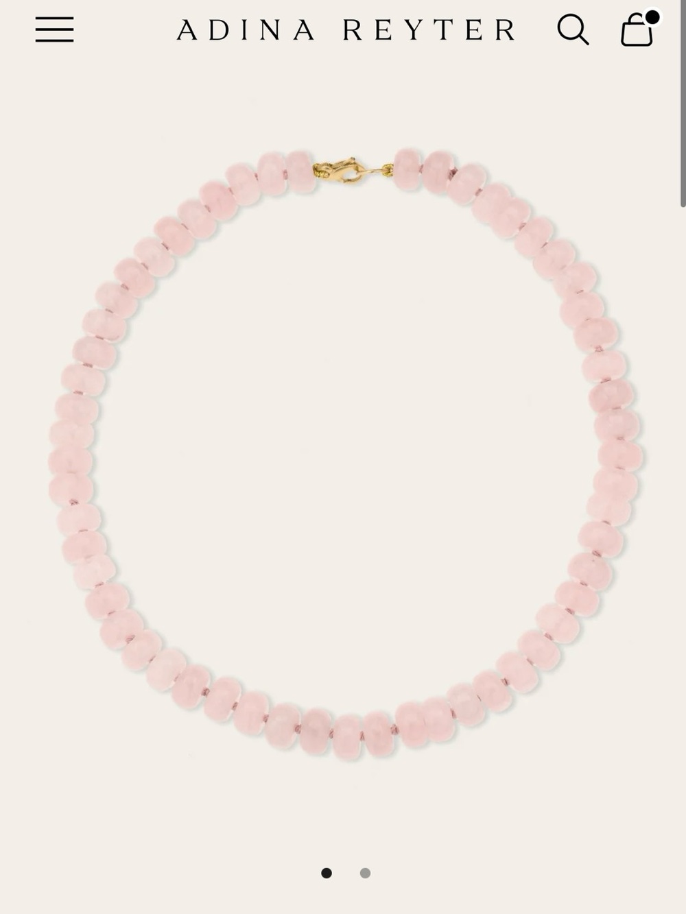 Adina Reyter Blush Pink Gemstone Beaded Necklace 9K Yellow Gold Rose Quartz $398 - Picture 2 of 16